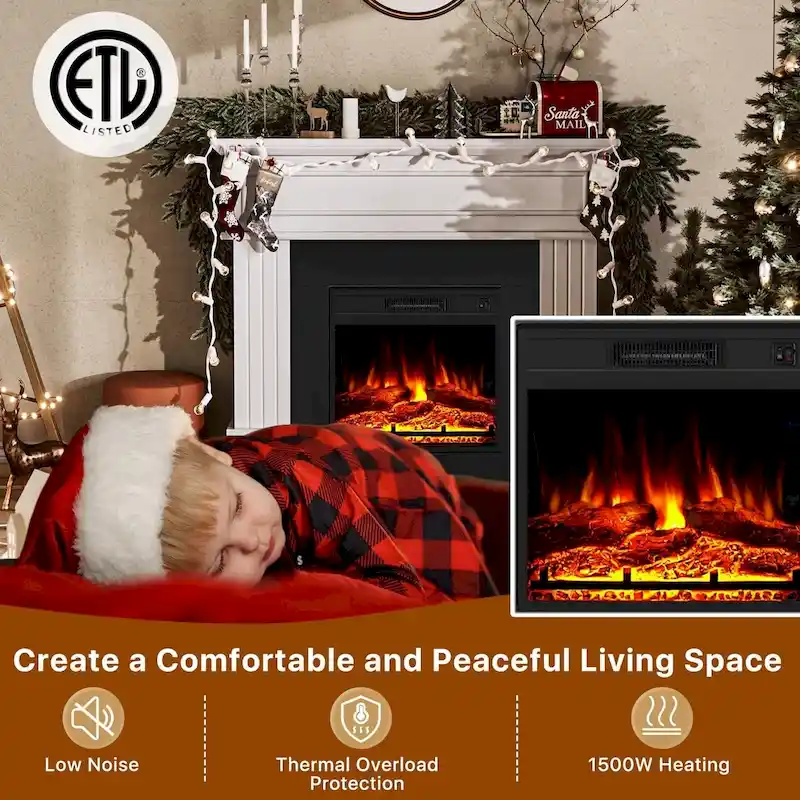 Electric Fireplace with 43 Mantel, 18 inchs Electric Fireplace Insert