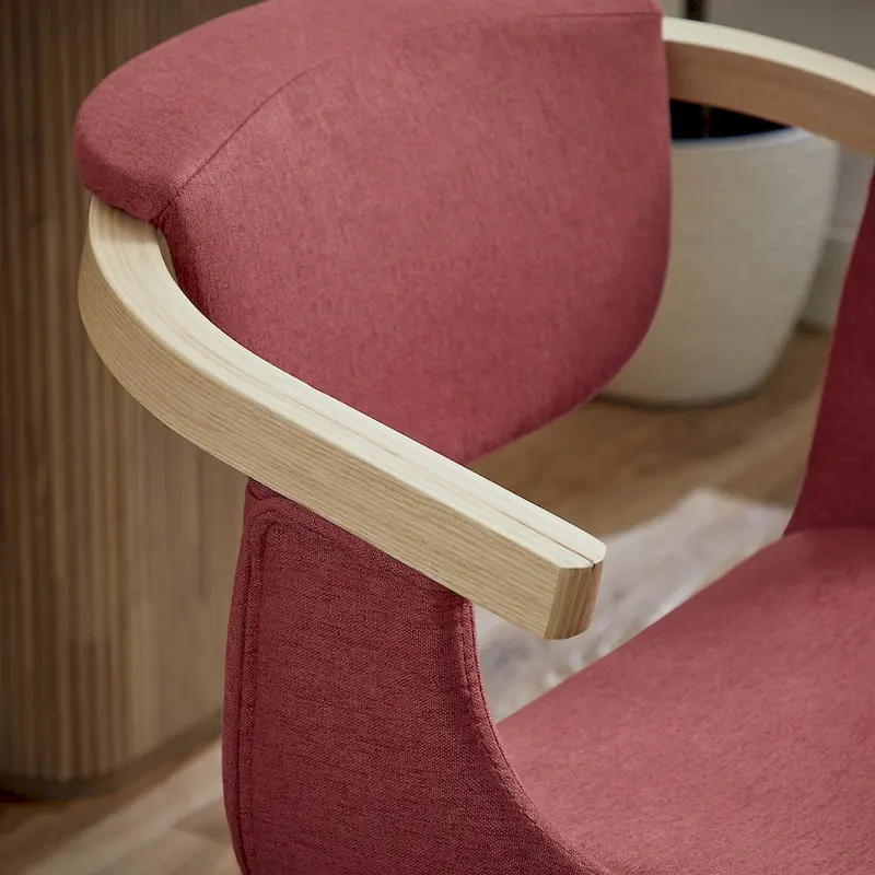 Swivel Upholstered and Wood Accent Chair