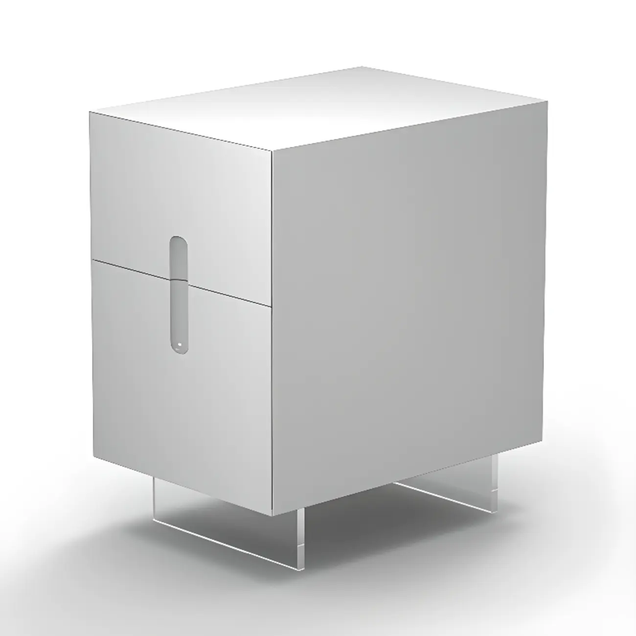 Modern White Wood Clear Base 2-Drawer Nightstand