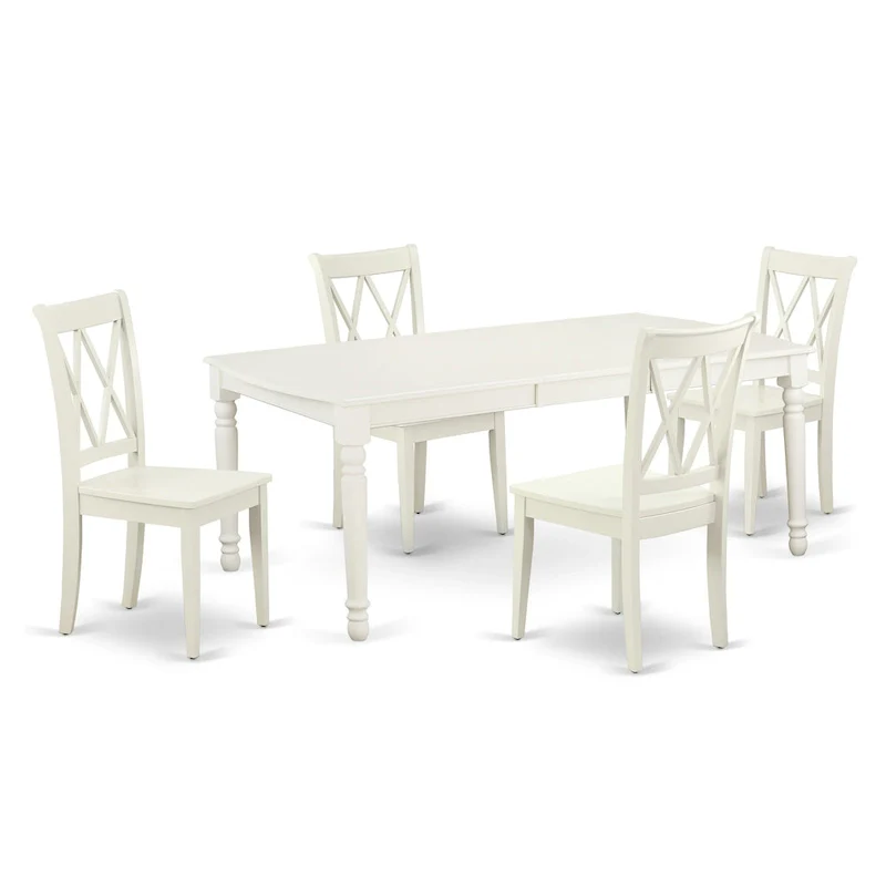 East West Furniture Dining Table Set- a Rectangle Kitchen Table and Dinette Chairs, Linen White(Pieces Option)