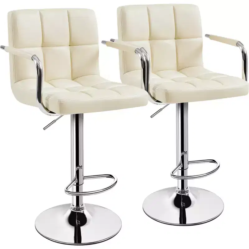 Yaheetech 2pcs Swivel Adjustable Bar Stools with Large Steel Pedestal Base for Bar Counter