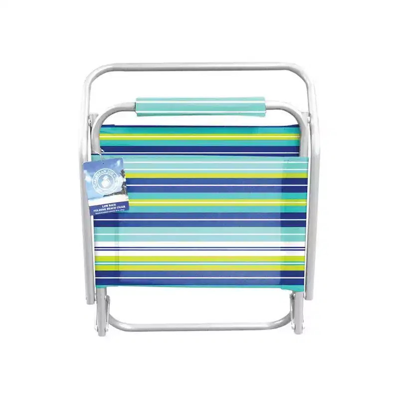 Caribbean Joe Low Steel Outdoor Portable Beach Chair - Lime Stripe