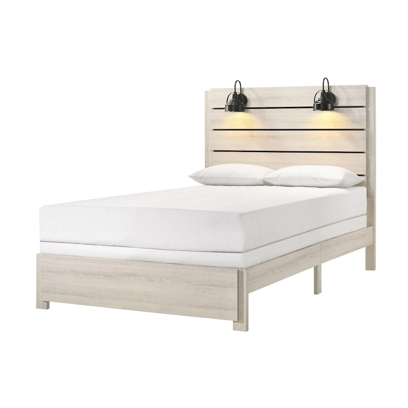 Edyth 4 Piece White LED Panel Bedroom Set