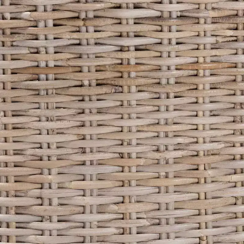 bali & pari Lara Rattan and Mahogany Wood Dining Chair Kubu Gray/Rustic Taupe