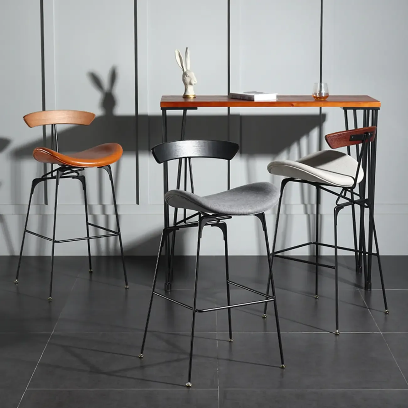 Modern Saddle Genuine Leather Low Back Bar Stool