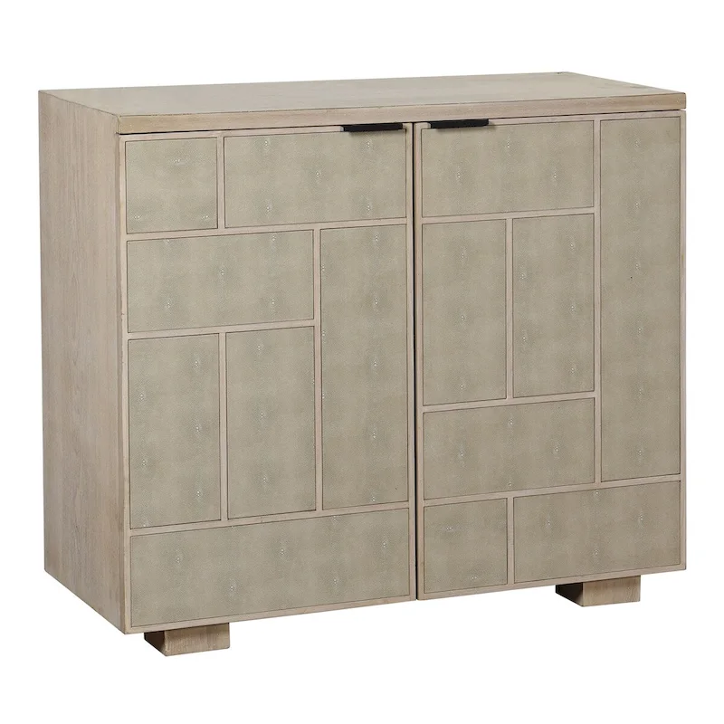Adeline Cabinet - Two Shagreen Finished Doors - Light Cream Finish