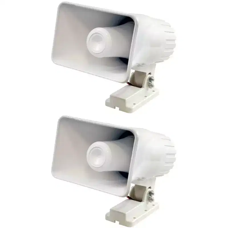 Pyle Pro 6'' Indoor and Outdoor 50 Watts Heavy Duty Portable PA Horn Speaker, 8 Ohms Impedance, with Adjustable Bracket, White (2 Pack)
