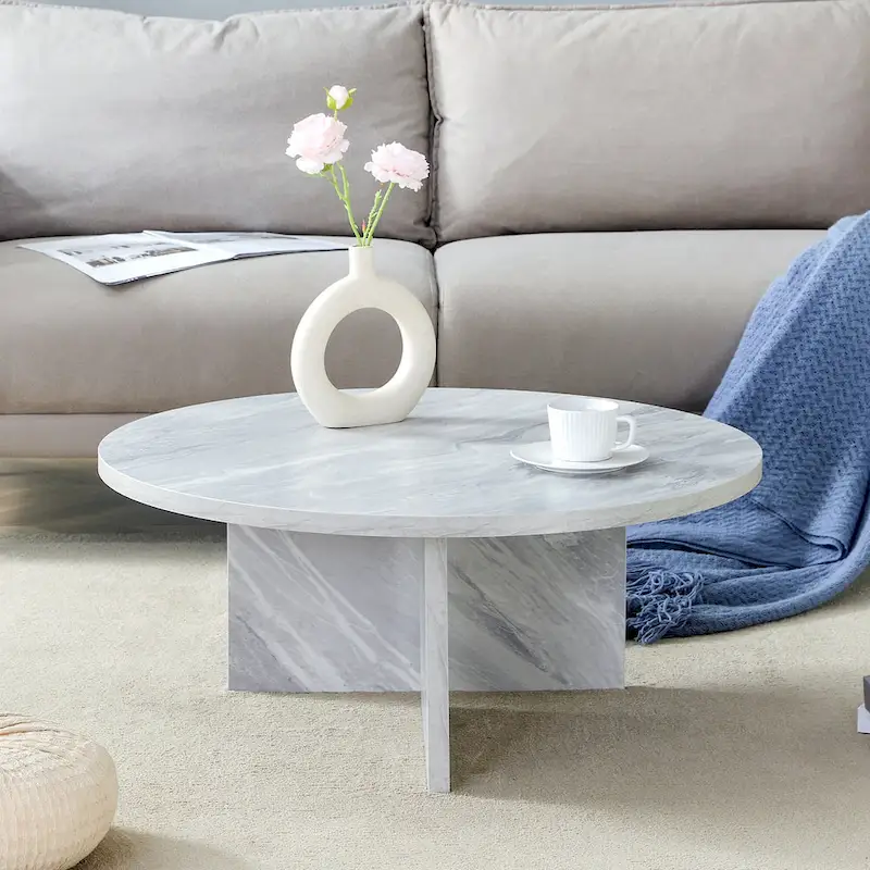 Modern Round MDF Coffee Table Durable Living Room Center Table