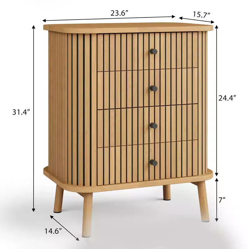 CuisinSmart 4 Drawer Dressers, Modern Closet Chest of Drawers with Wood Legs, Wood Storage Dresser Organizer for Nursery Bedroom Living Room
