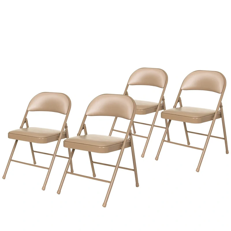 Hampden Furnishings Bernadine Basics Collection Vinyl Folding Chair, Pack of 4