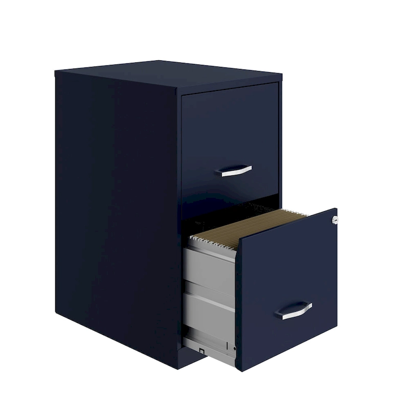 Space Solutions 18in. 2 Drawer Metal File Cabinet, Navy