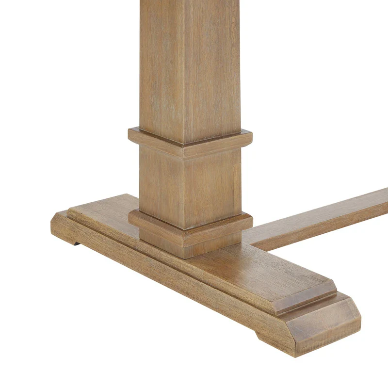 Rustic Brown Trestle Dining Table with 8 Ladder Back Chairs