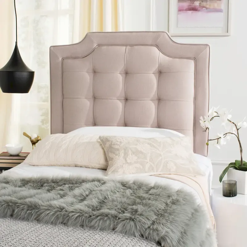 King Tufted Upholstered Headboard – Taupe, Hollywood Glam Style