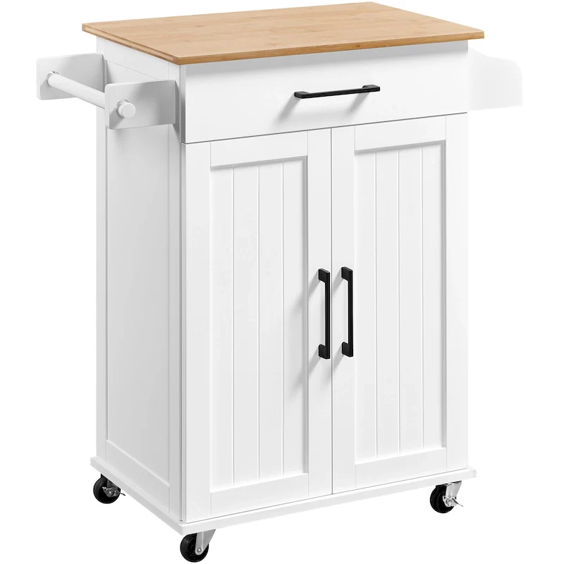 Yaheetech Rolling Kitchen Car with Towel Rack,Drawer, 2 Doors