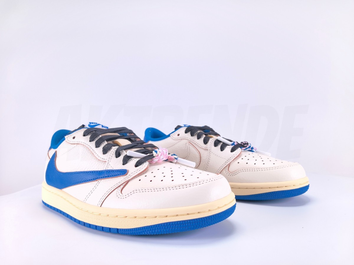 Fragment x Travis Scott x Air Jordan 1 Retro Low OG SP 'Sail Military Blue' - Aktrende