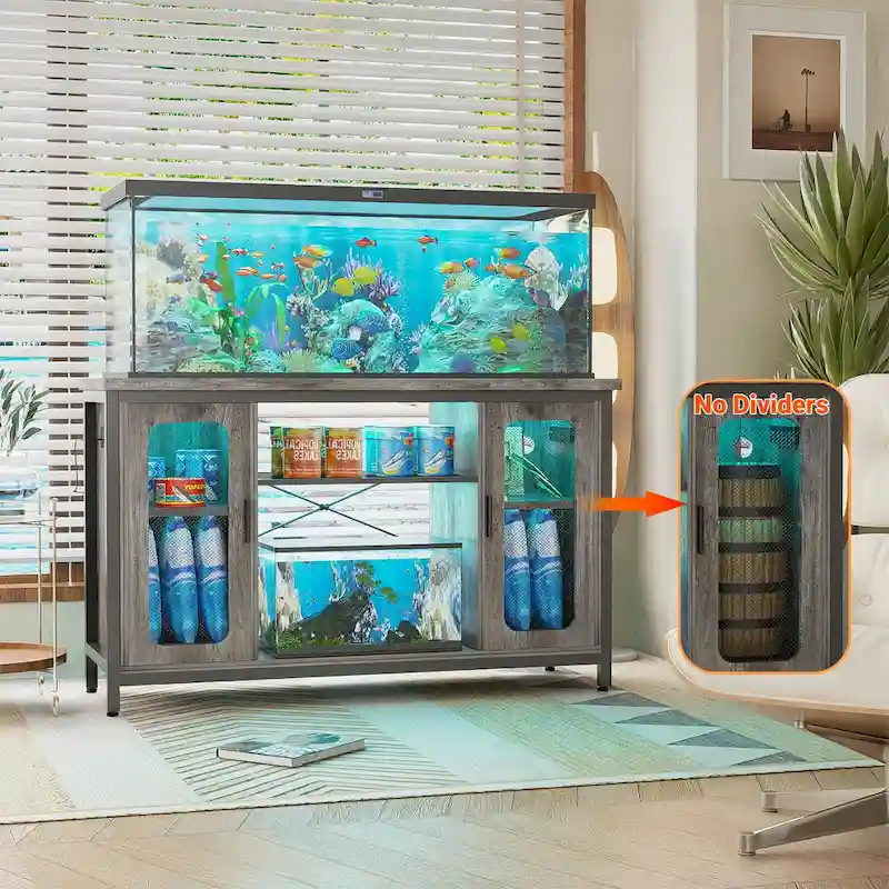 Reptile Tank Stand Fish Tank Stand with Power Outlets & LED Light