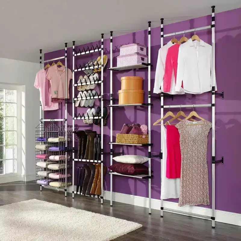 vidaXL Telescopic Wardrobe System Silver and black Aluminum, plastic