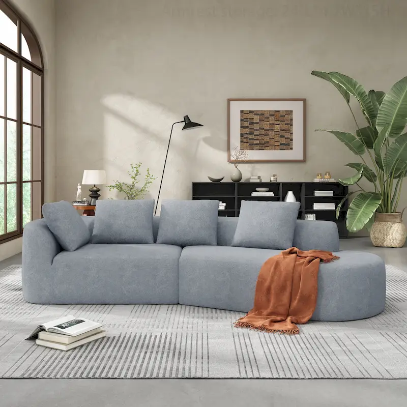 Modern Curved Sectional Sofa with High-Quality Upholstery and Spacious Seating