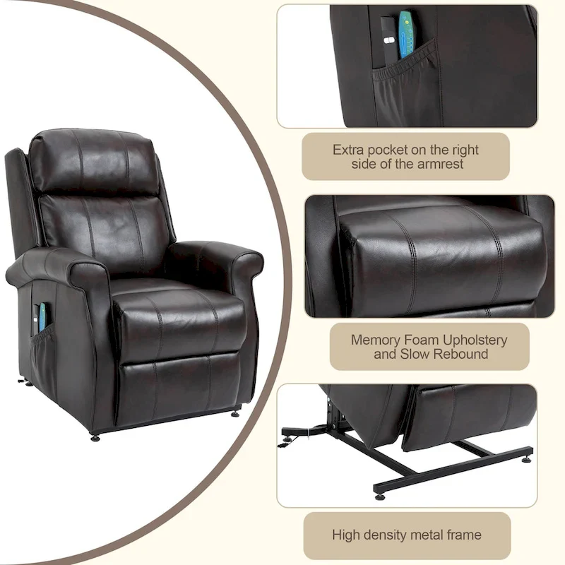GZMR Faux Leather Elderly Power Lift Recliner Chair