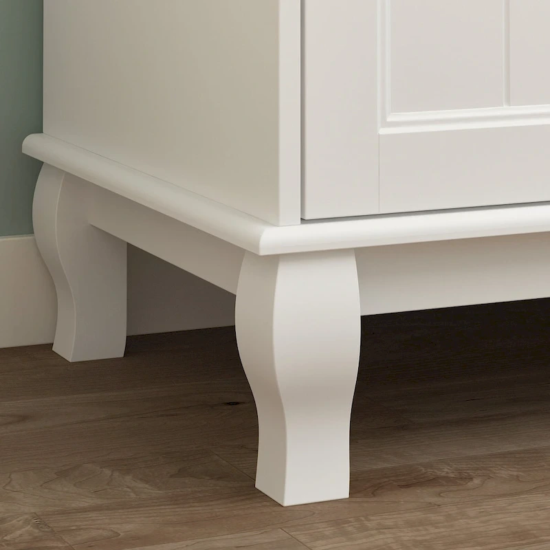 Home Traditional 2 Drawer Freestanding Wood Armoire in White Lacquer - 63Wx71.3