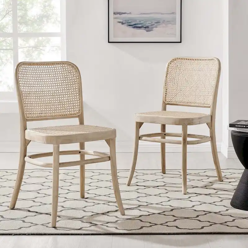 Wood Dining Side Chairs Set of 2 Classic Style Solid Wood Frame