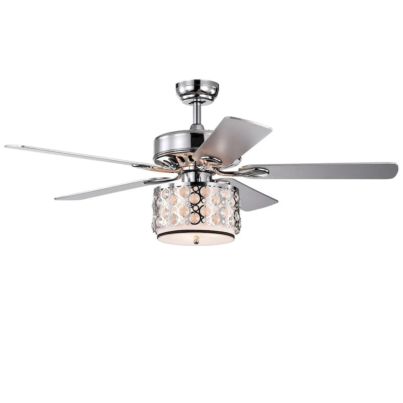 Shepherd 52-Inch 5-Blade Lighted Ceiling Fan with Chrome and Glass Shade (includes Remote and Lighti Kit) -  51.97 x H 21.26