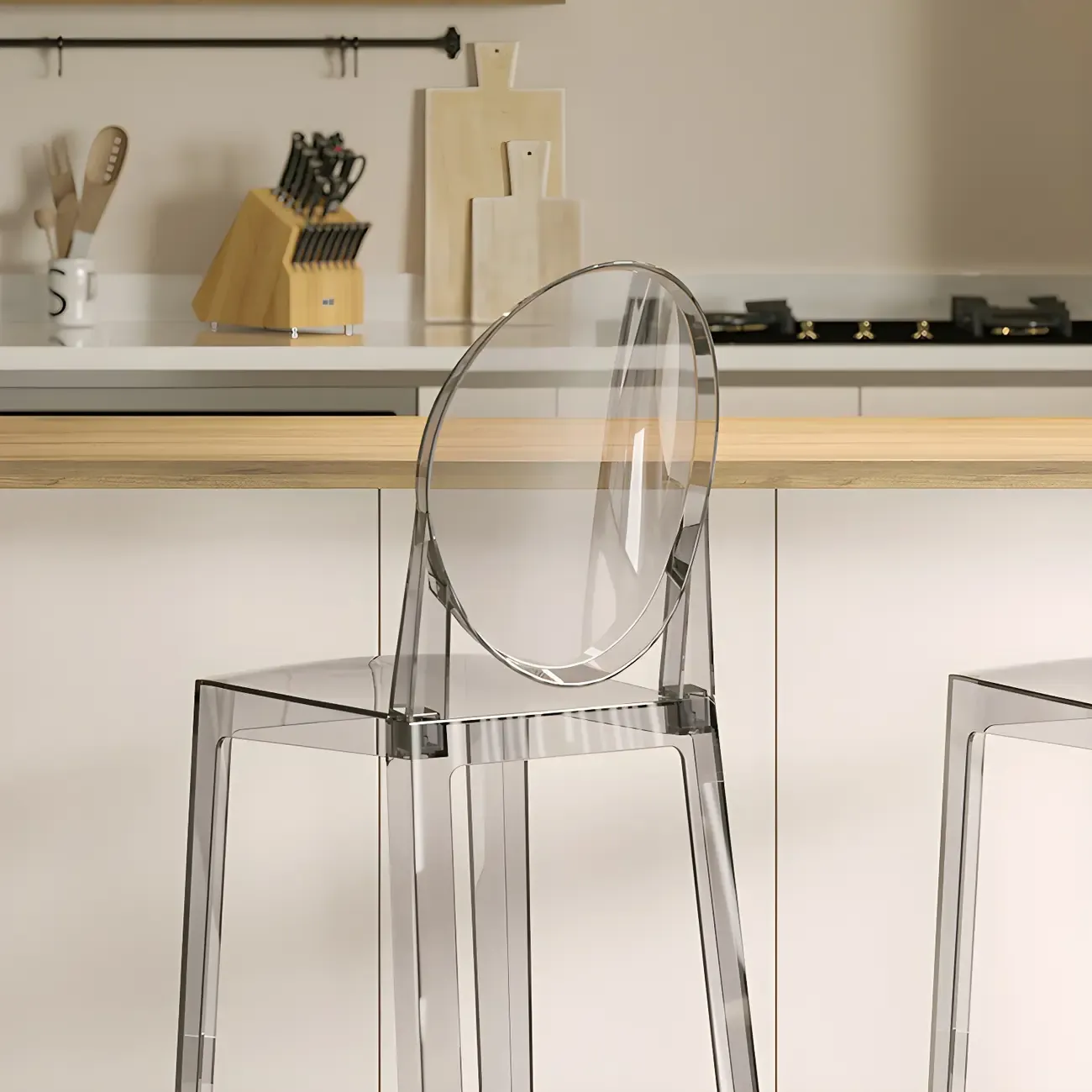 Modern Acrylic Smooth Elegant Circular Backrest Bar Stool