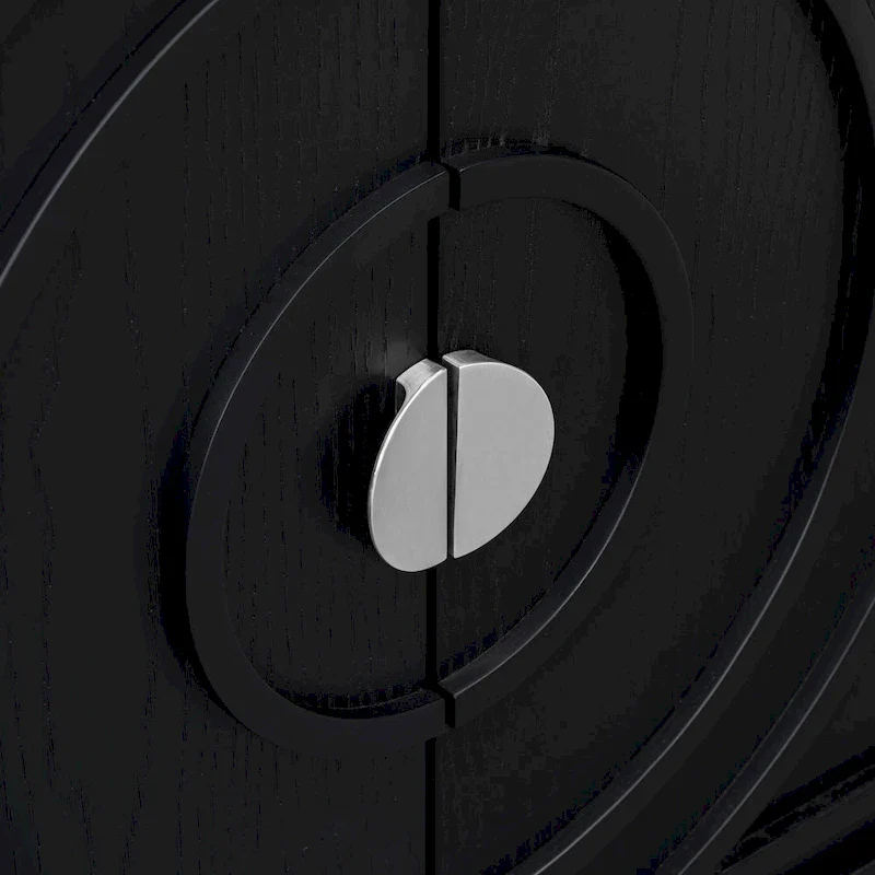 Retro Sideboard with Circular Groove Design Metal Handle