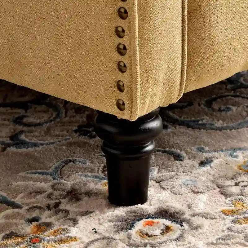 Push Back Recliner with Tufted Back and Wooden Legs