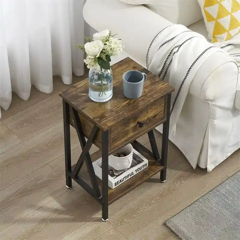 Nightstands Set of 2 Modern Bedside End Tables Dark Black