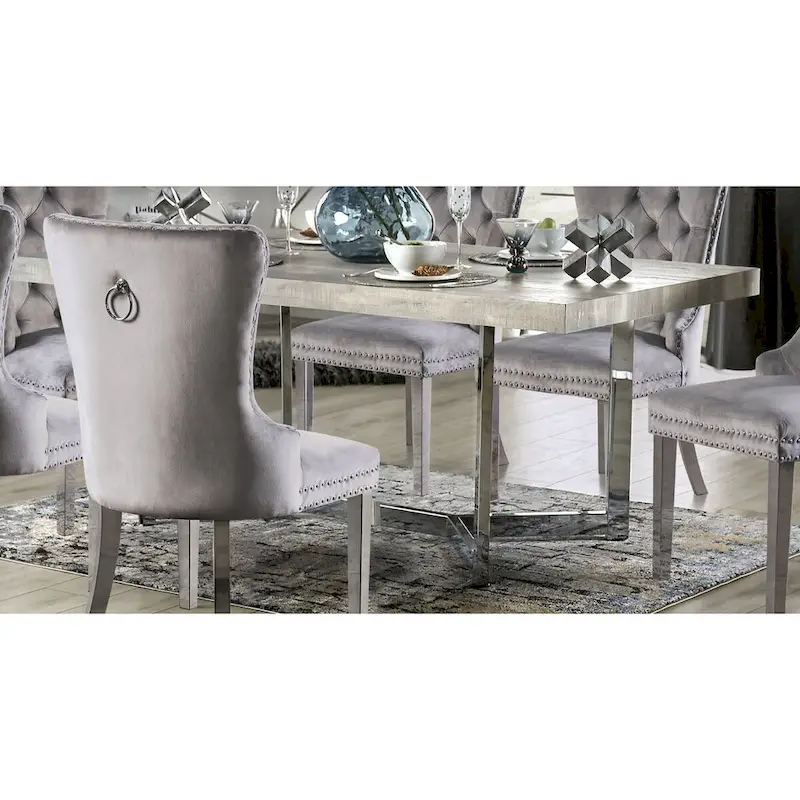 Lemm Contemporary Grey Metal 5-Piece Dining Table Setby Furniture of America