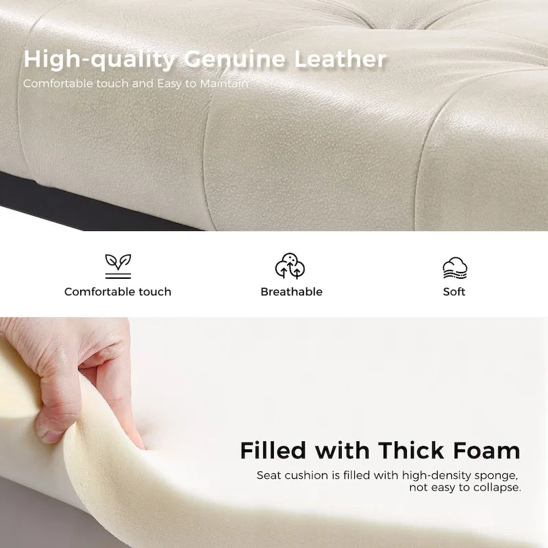 Classic Genuine Leather Bedroom Bench