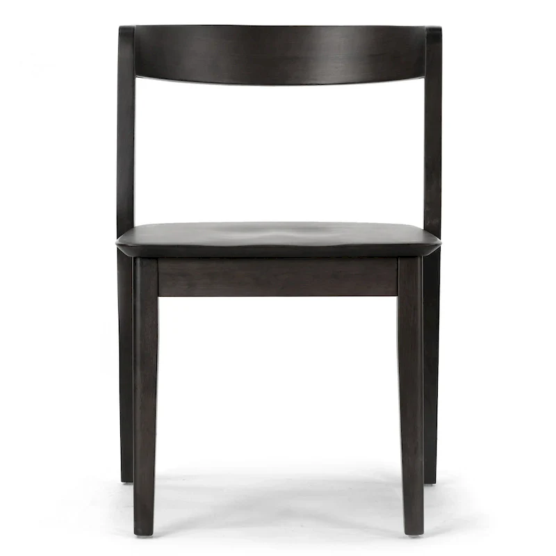 Set of 2 Black Solid Wood Dining Chairs with Curved Back