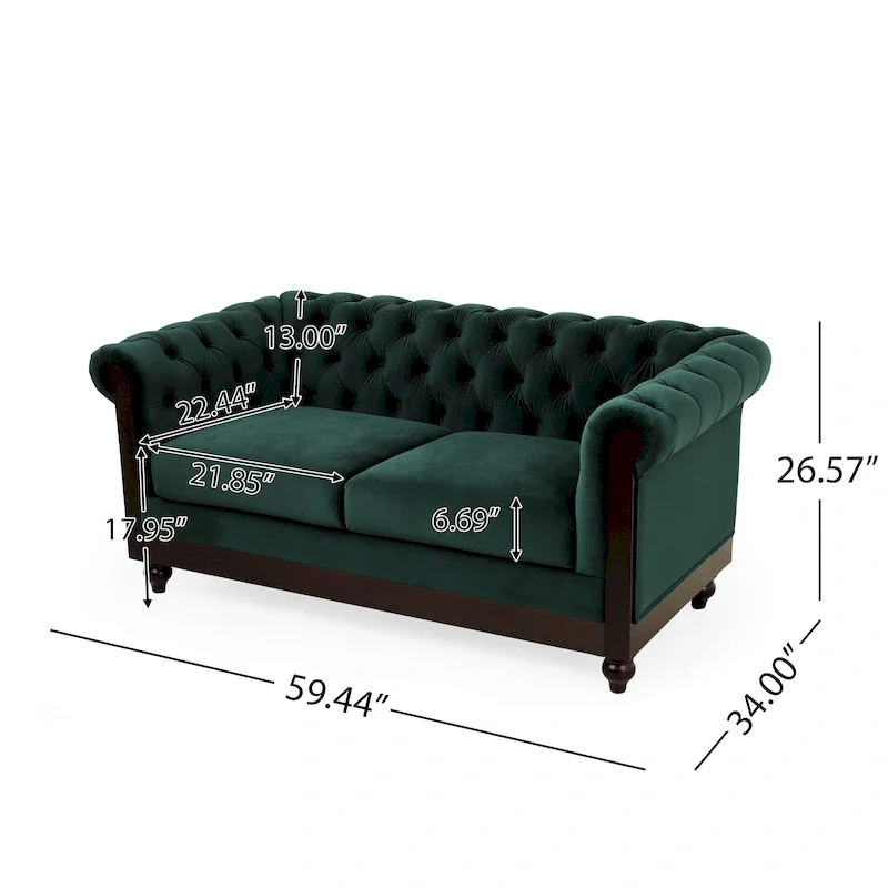 Chesterfield Velvet Loveseat Sofa