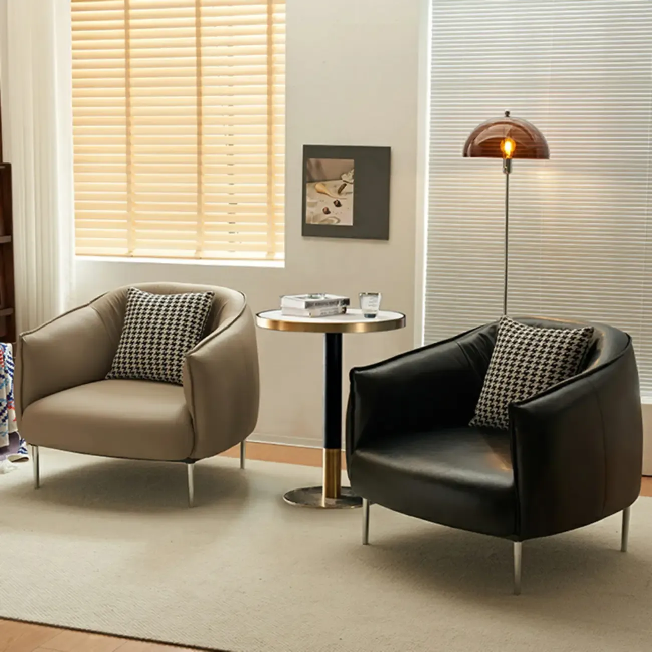 Modern Black Leather Lounge Chair Living Room