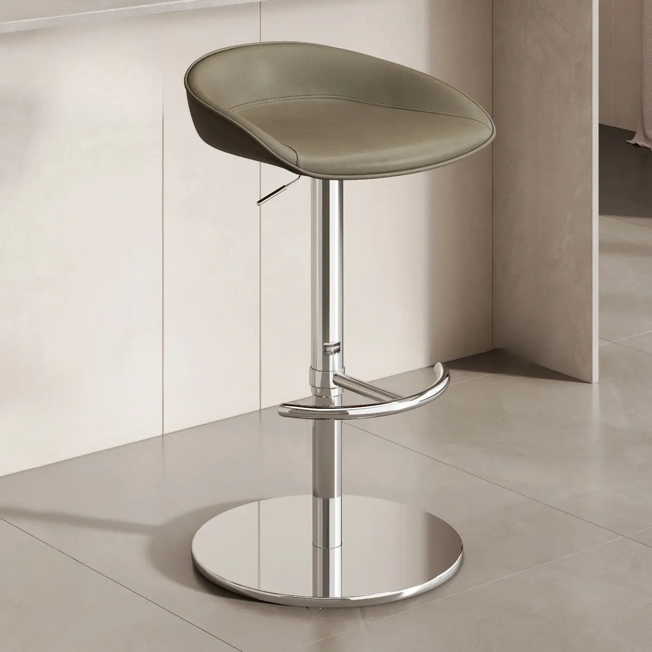 Industrial Modern Pedestal Leather Bar Stools