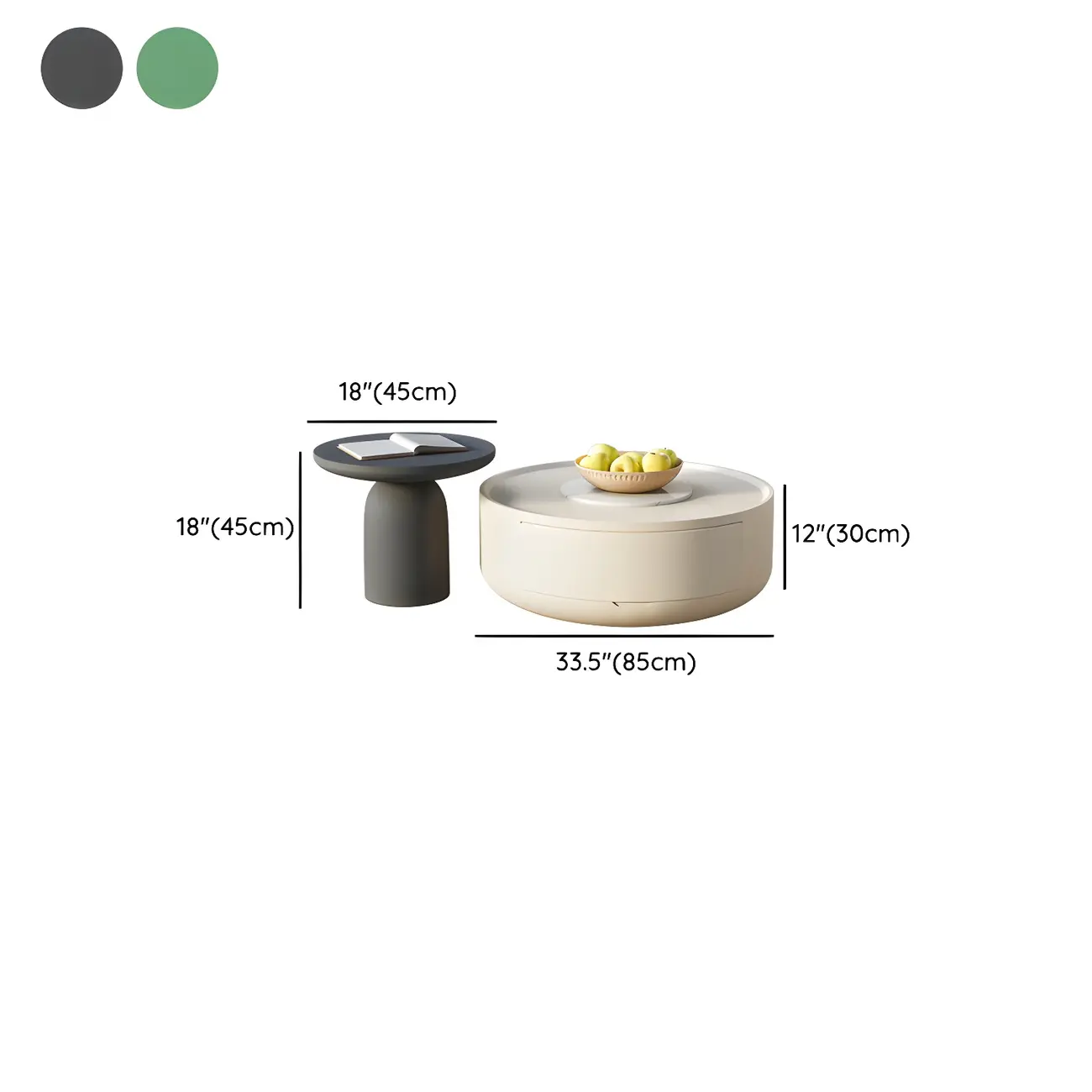 White Round Modern Drum Wood Coffee Table