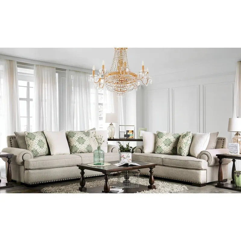 Jula Traditional Linen 2-piece Sofa Set