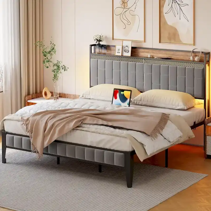 Bed Frame with Charging Station