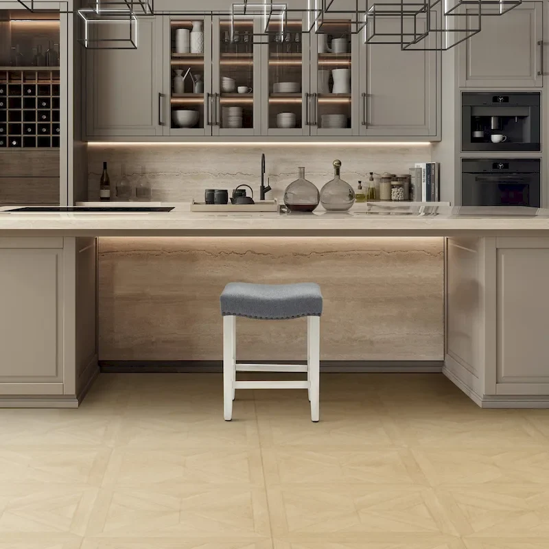 Jameson Upholstered Polyester Antique White 24 Inch Counter Stool