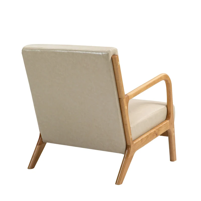 Mid-Century Modern Upholstered Accent Chair with Wood Frame