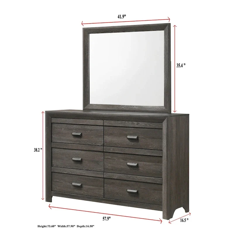 Essa 6 Piece Brown Classic Panel Bedroom Set