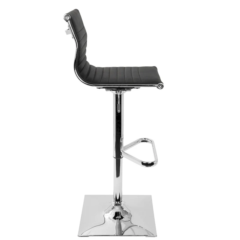 Black / White / Grey Adjustable Swivel Bar Stool, Faux Leather, Single Seat