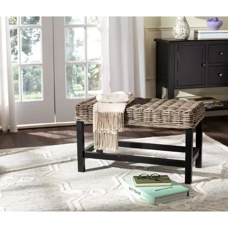 Omari Wicker Bench - SEA7014 - Grey - Safavieh