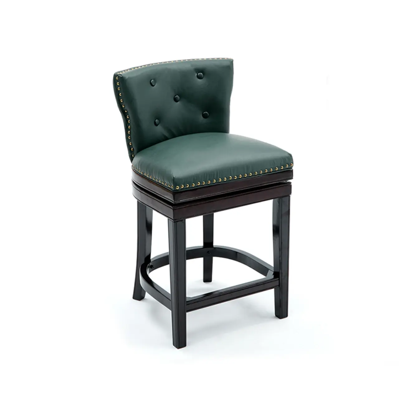 Solid Wood Genuine Leather Swivel Bar Stool