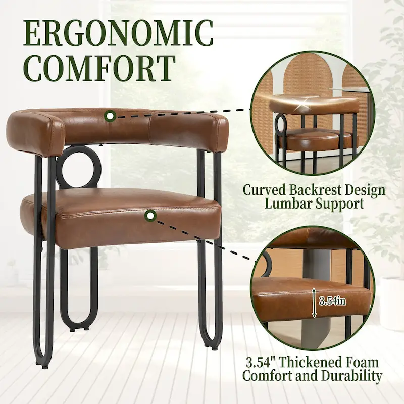 2 PCS PU Leather Upholstered Dining Chair Set wMetal Legs