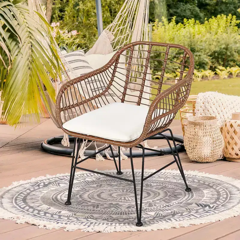 Costway 3PCS Patio Rattan Bistro Set Coffee Table Armchair Garden