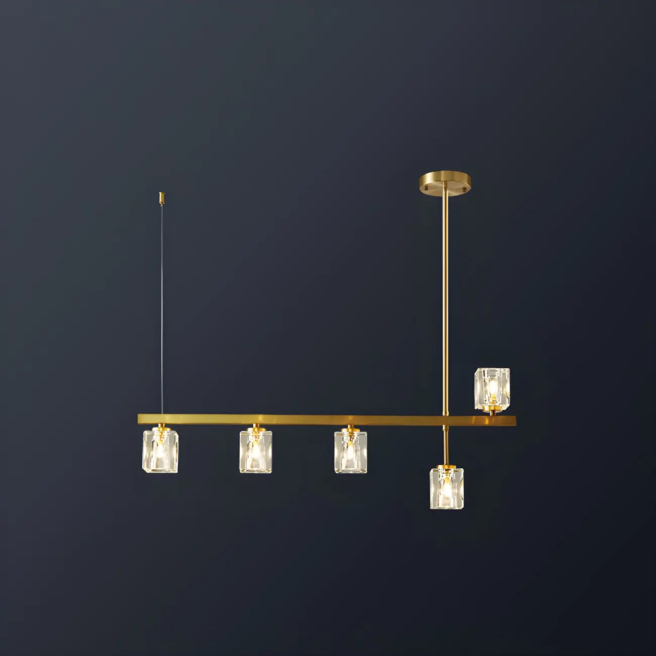 Geometric Gold Crystal Linear Island Pendant Light