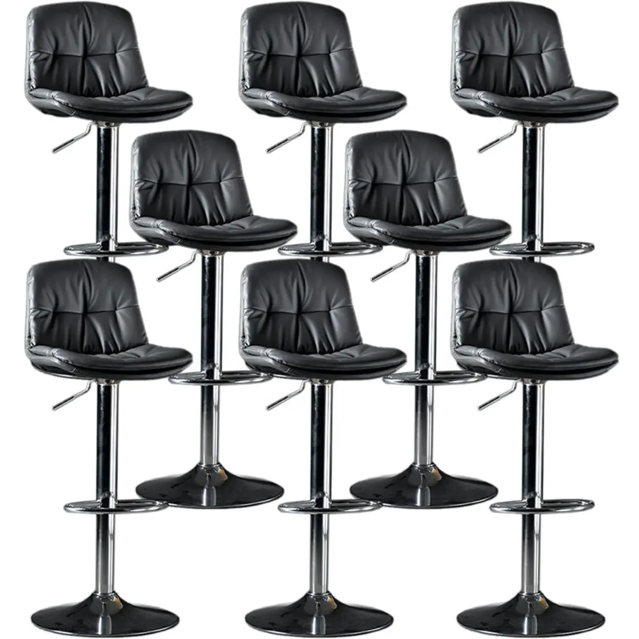 Adjustable Leather Low Back Swivel Bar Stool