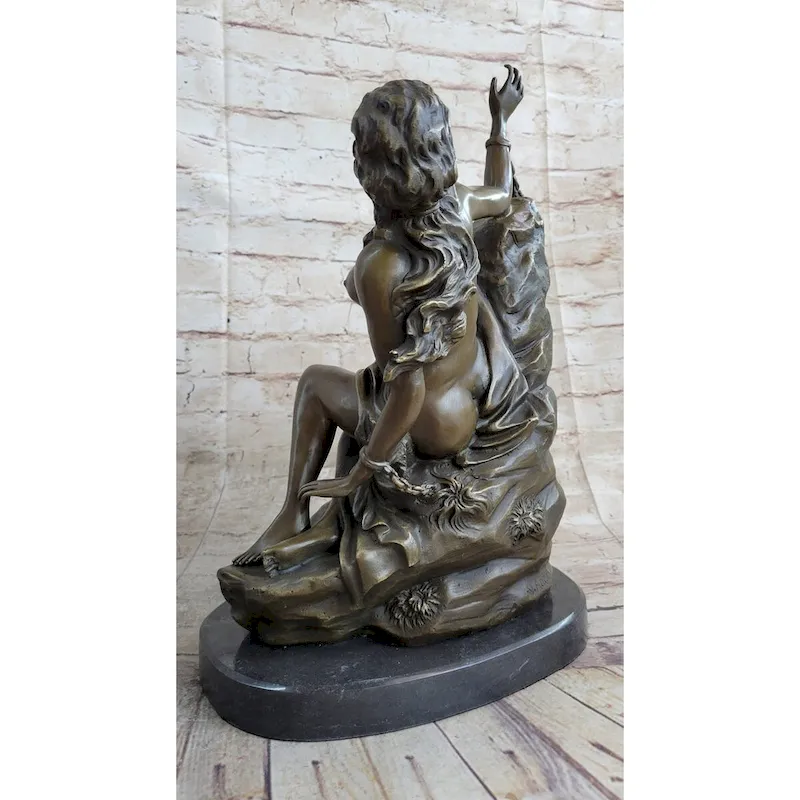 Andromeda Princess Prisoner Of Dragon Bound Girl Bronze Statue Sculpture 17 Inches X 11 Inches